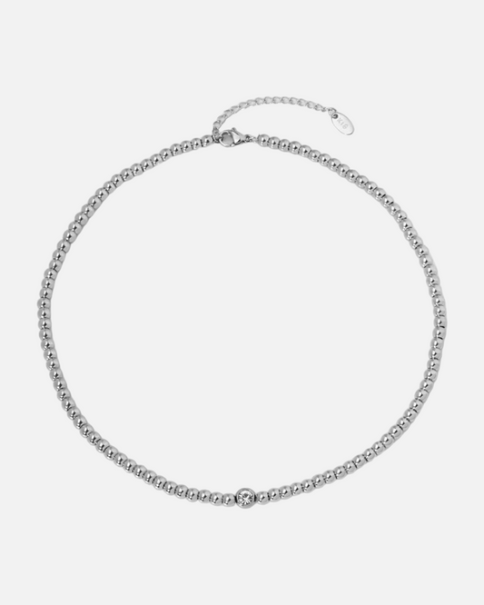 Kugel Kette mit Stein Silber