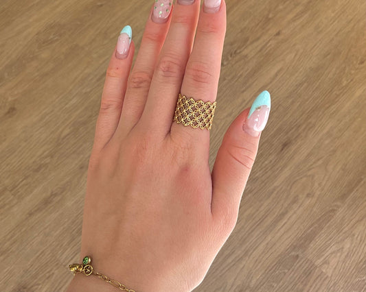 Big Clover Ring Gold Größenverstellbar