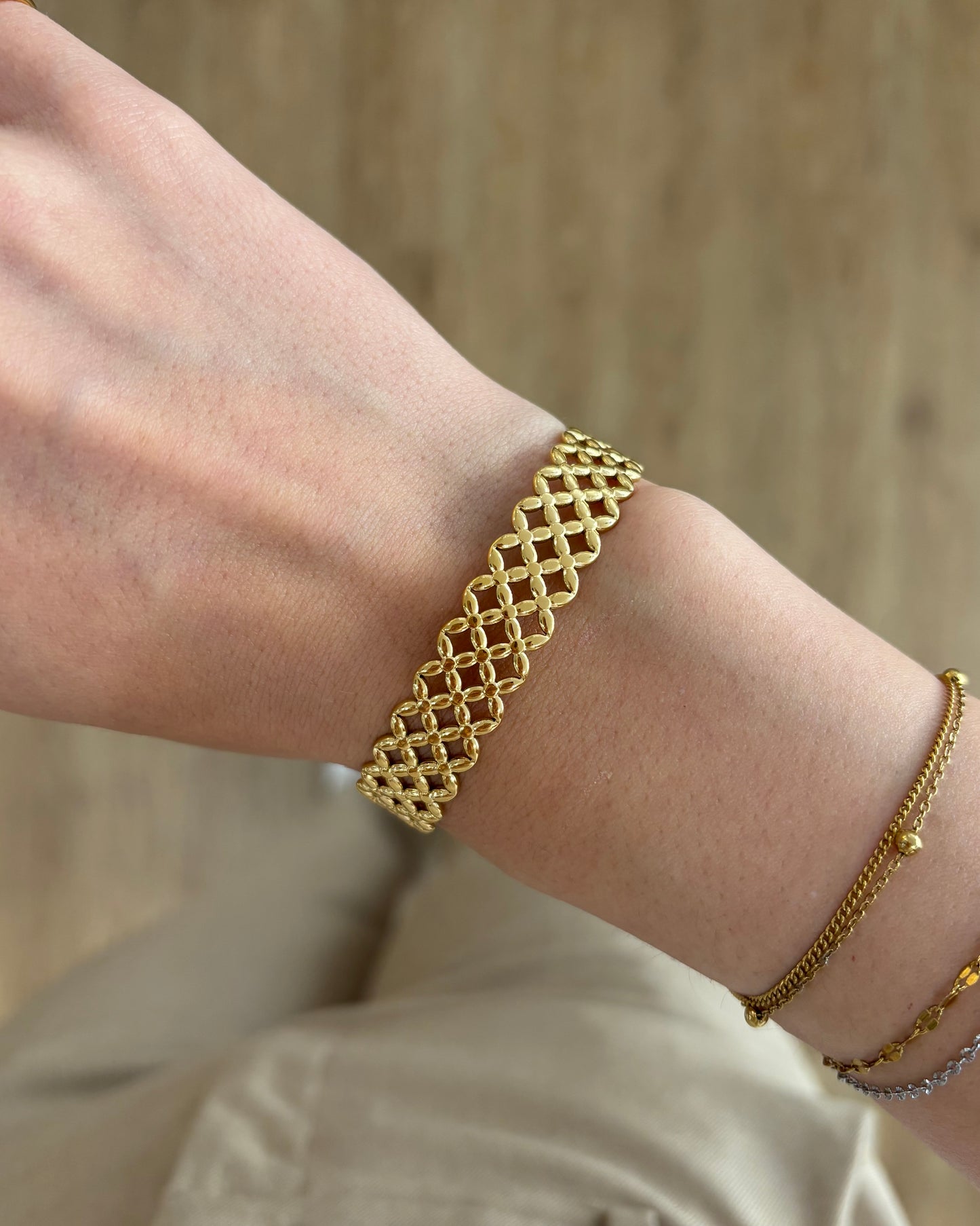 Armreif Gold mini Klee Blüten