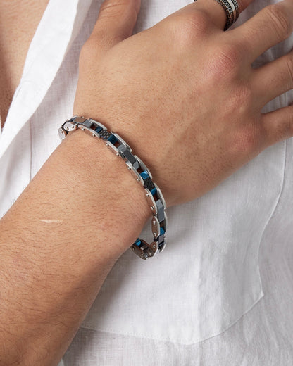 Glieder  Armband Herren mit blauen Akten