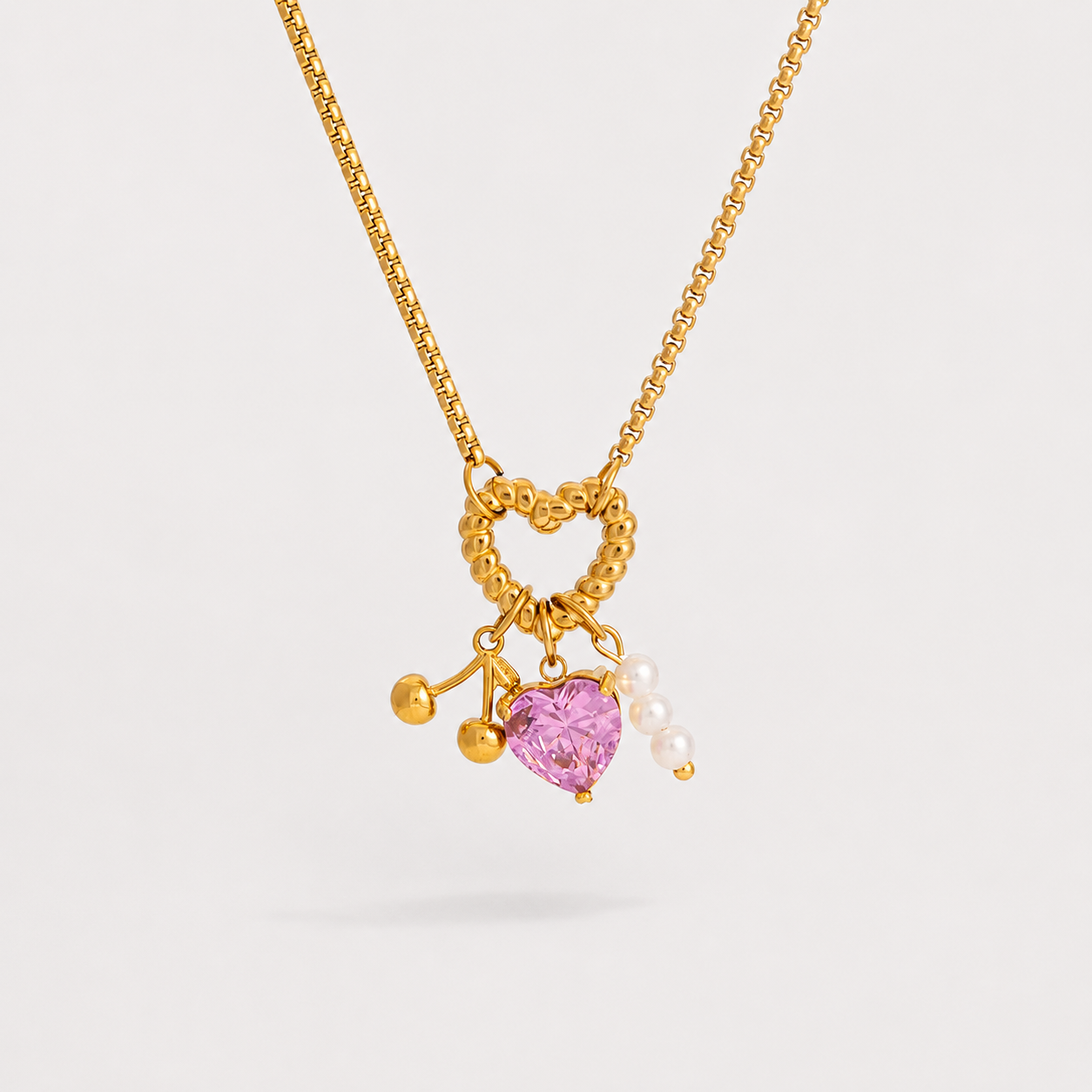 Cherry Love Charm Halskette – Gold