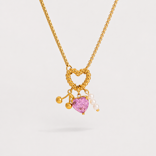 Cherry Love Charm Halskette – Gold