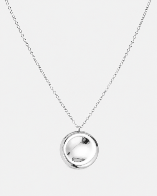Silberne Medaillon-Kette – Anhänger in glänzendem Silber