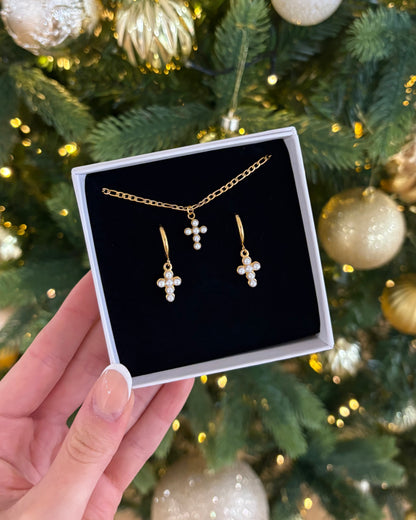 Geschenk set Kreuz mit Perlen