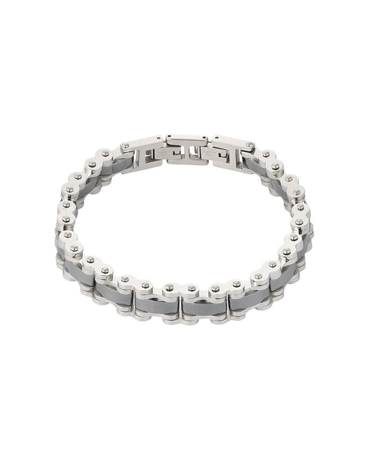 Massives Armband für Herren in Silber schwarz