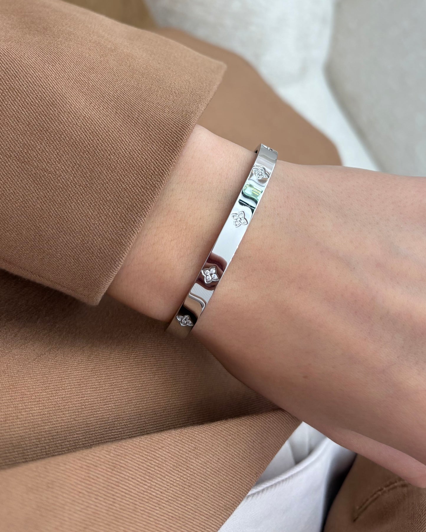 Kleeblatt Armreif - Silber