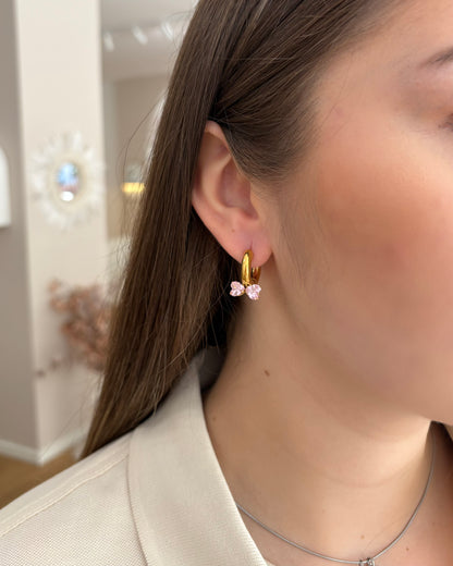 Sparkling Bow Creolen Gold rosa