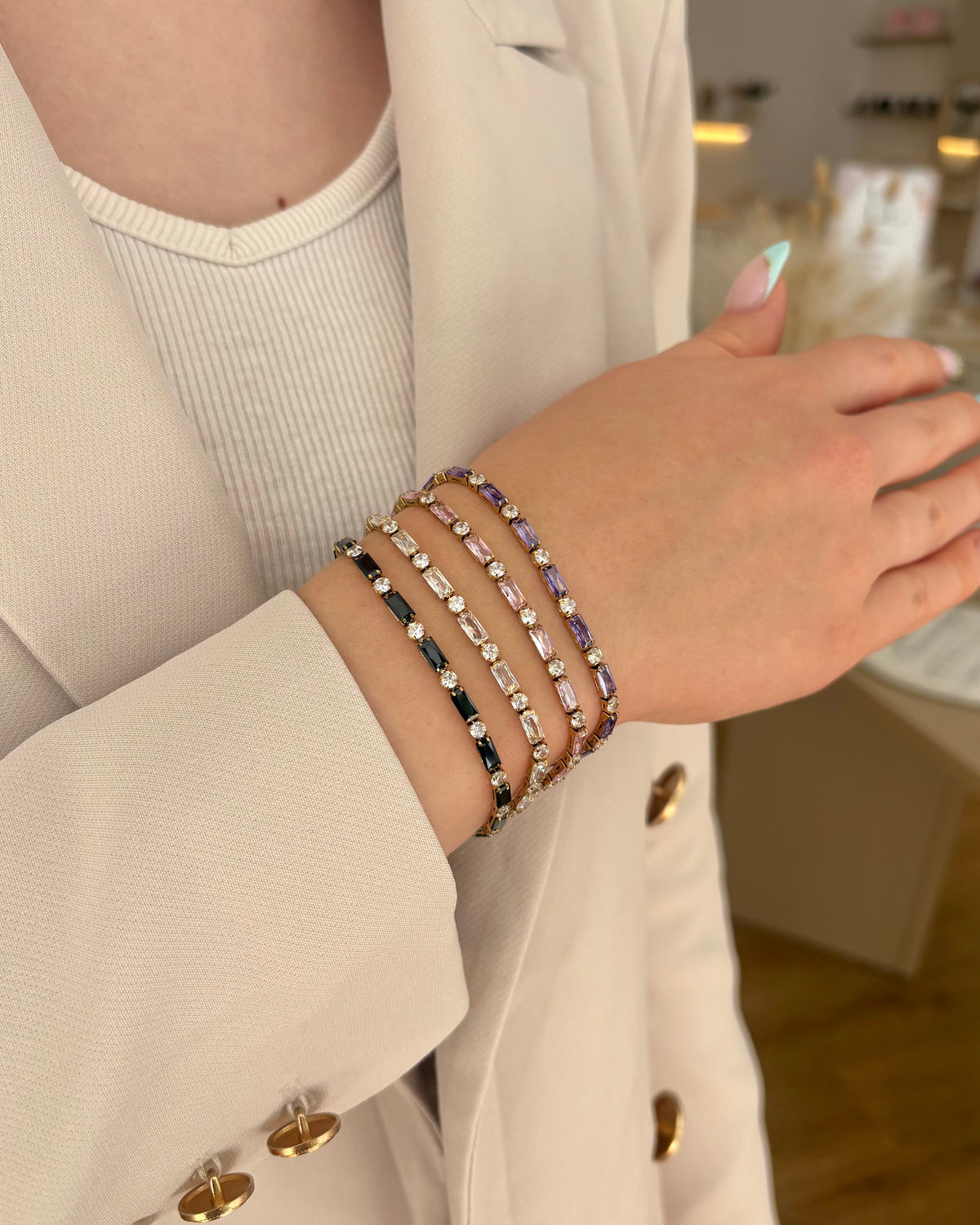 Pink Baguette Tennis Bracelet