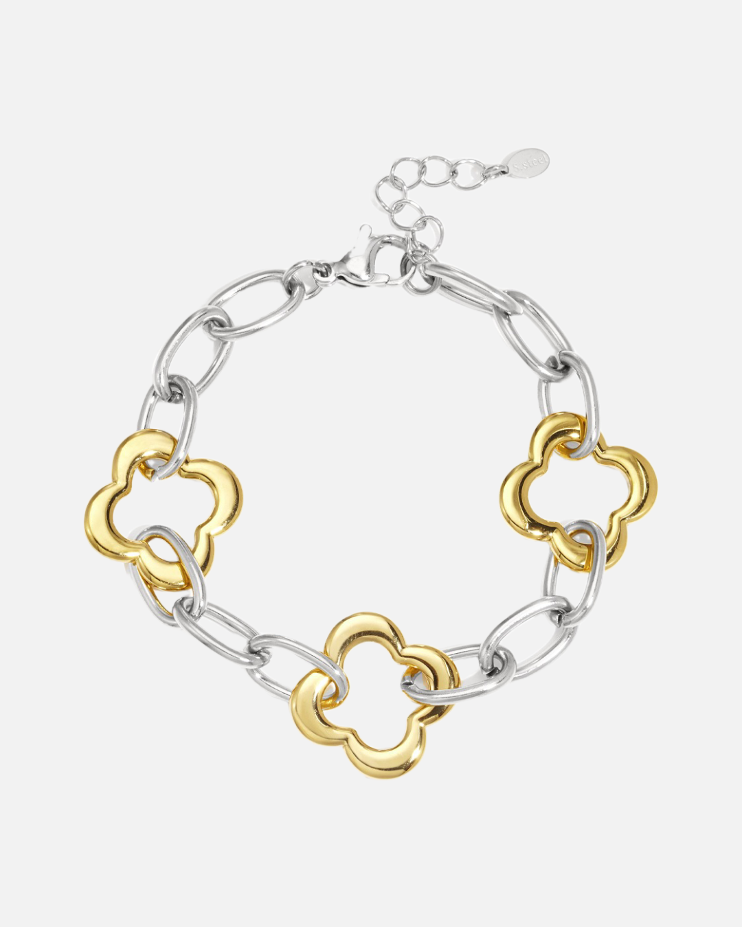 Massives Klee Armband - Silber & Gold