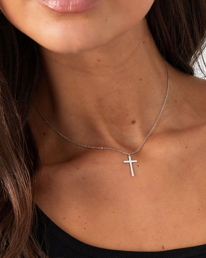 Kreuz Kette schlicht Silber