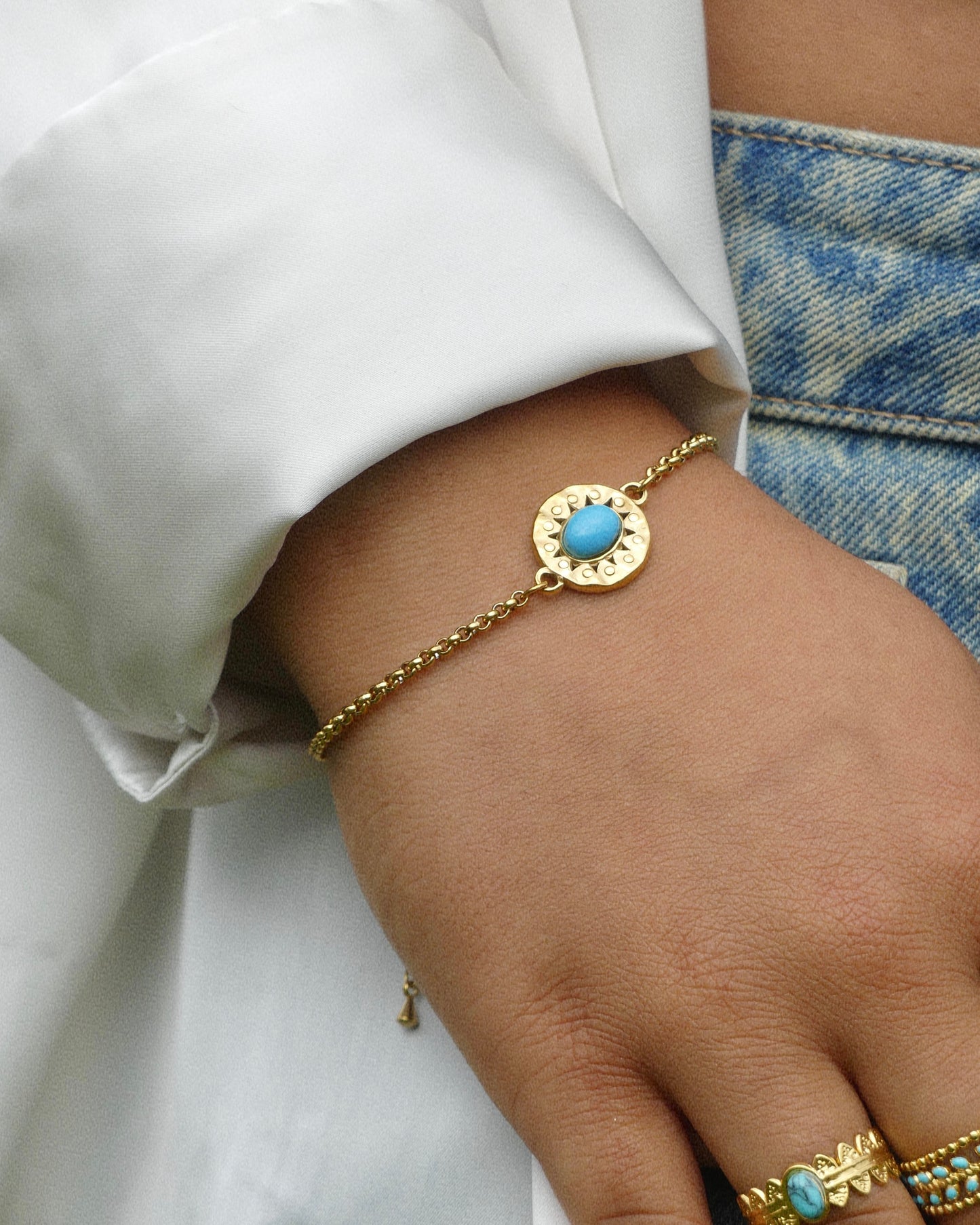 Blue Armband - Gold