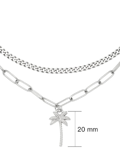 Doppel Kette Palme - Silber