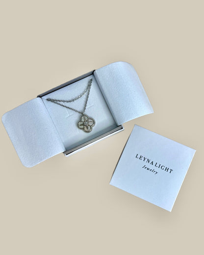 Lange Kette Klee - Silber