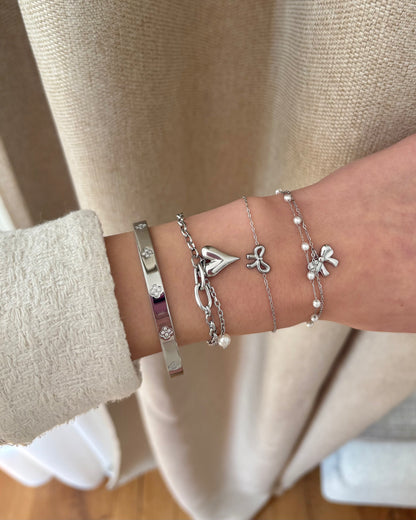 Einfaches Armband mit Schleife – Silber