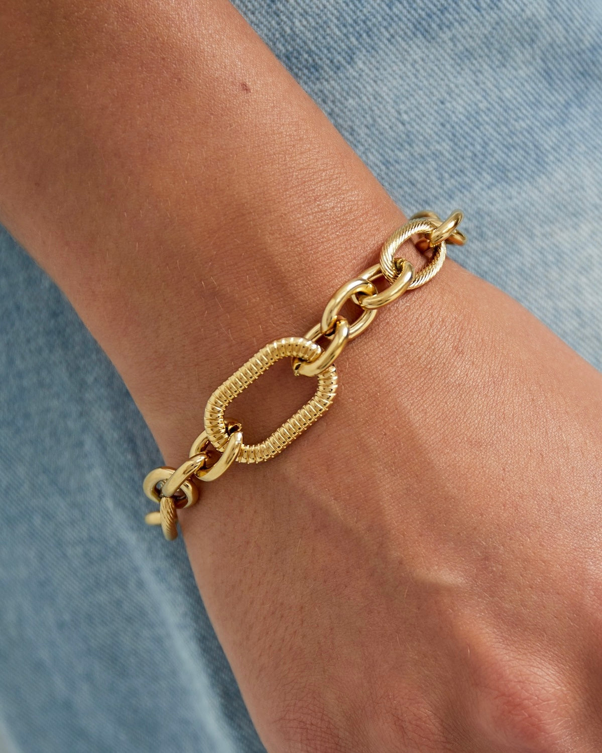 Massiv Glieder  Armband - Gold