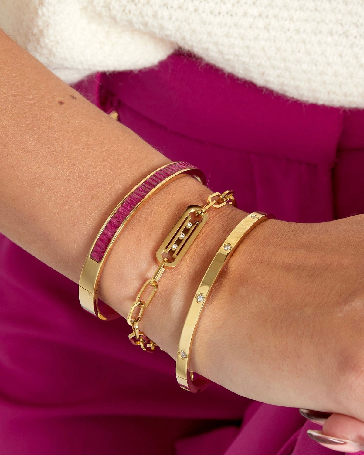 Gliederarmband mit Steinen - Gold