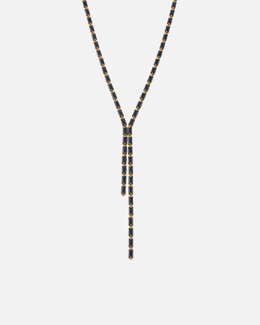 Y Kette mit schwarzen Steinen