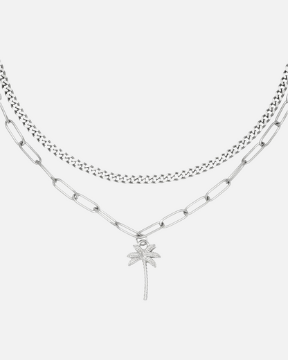 Doppel Kette Palme - Silber