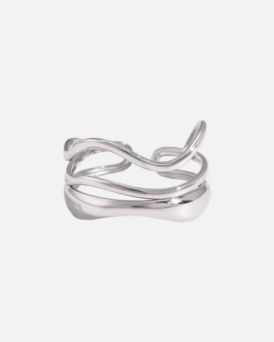 Große Welle Ring Silber