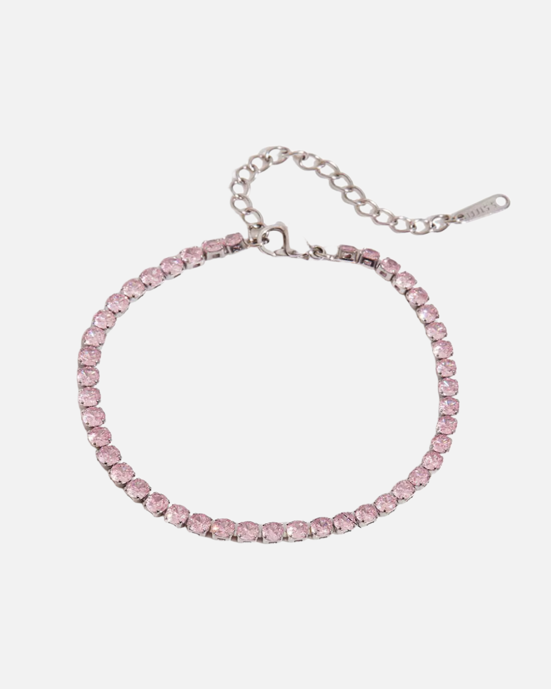 Glitzer Armband Silber mit rosa Steinen