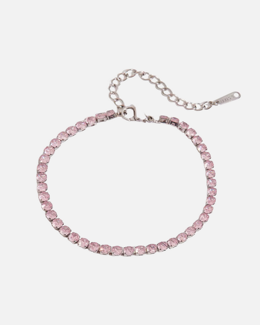 Glitzer Armband Silber mit rosa Steinen