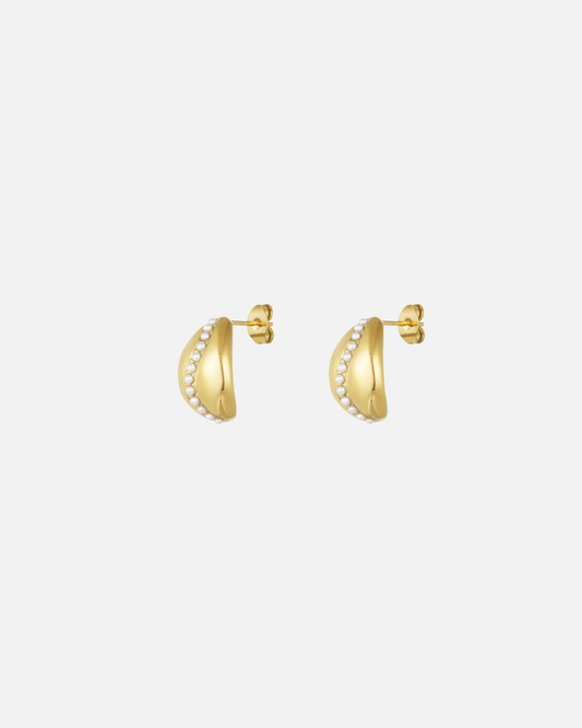 Goldknopf Ohrringe mit Perlen