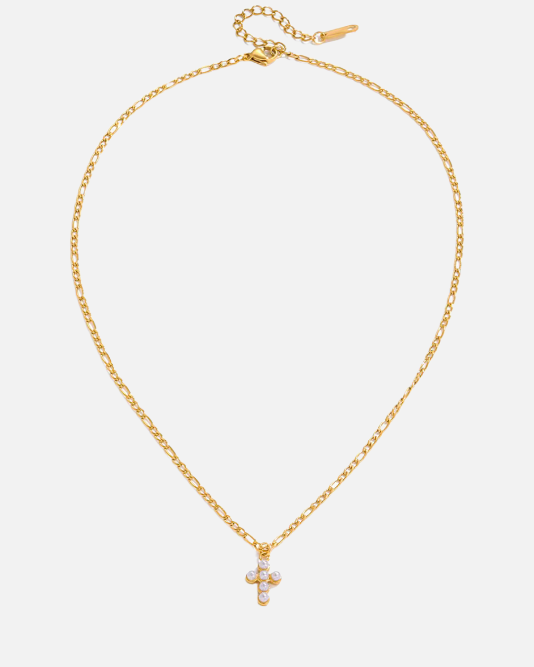 Perlen Kreutz Kette - Gold